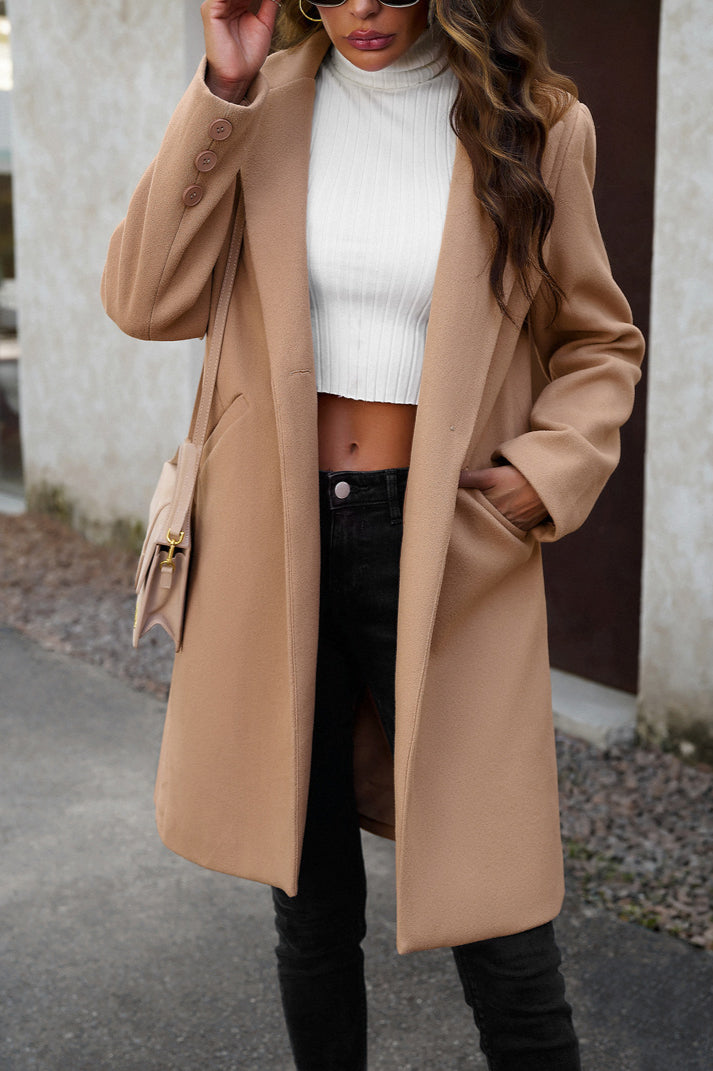 Wool Blend Solid Longline Coat coats