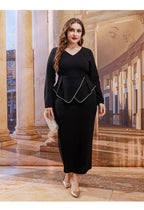 JuliaFashion - 2024 V-Neck Asymmetrical Sexy Waist Luxury Bodycon Dress