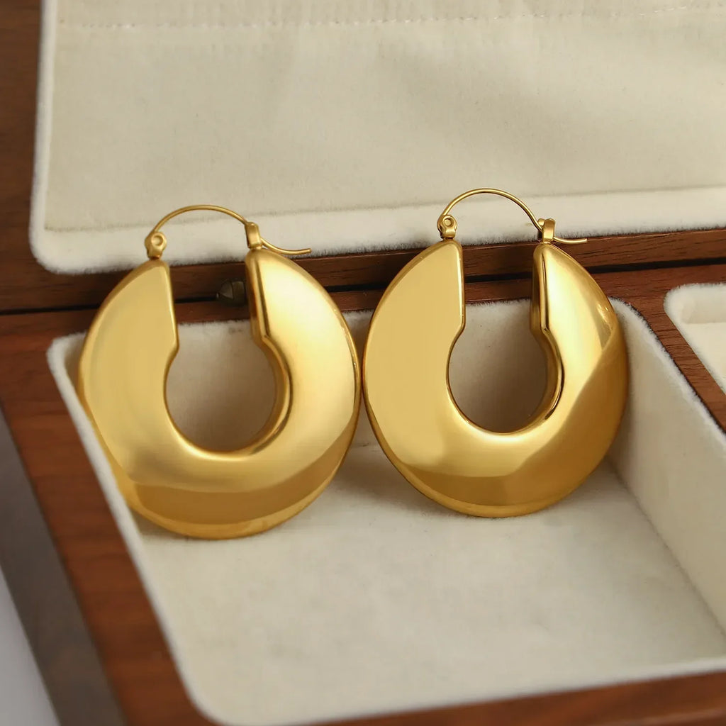 JuliaFashion-Gold Color Chunky Hoop Earrings
