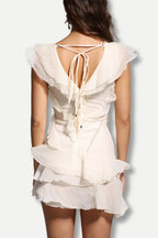 Asymmetric Ruffled Mini Dress