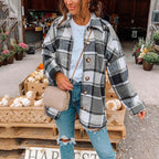 JuliaFashion - 2024 Women Oversized Checkered Autumn Plaid Shirt Jacket
