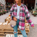 JuliaFashion - 2024 Women Oversized Checkered Autumn Plaid Shirt Jacket