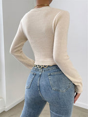 Plain Knotted Knit Top Knit Tops