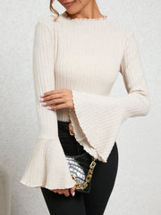 Ribbed Ruffle Bodysuit Apricot / XS Bodysuits