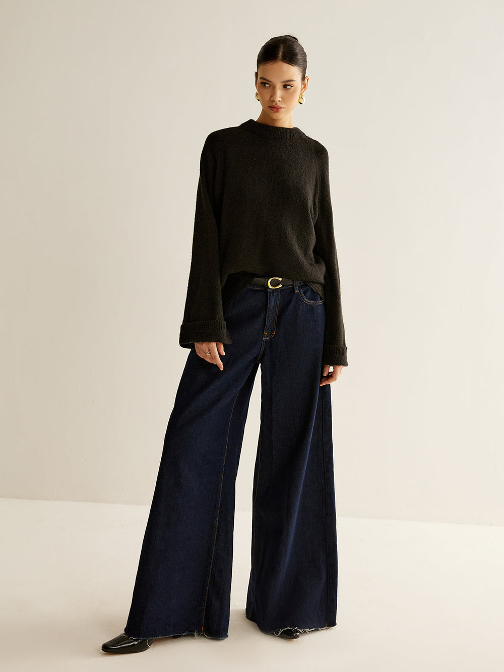 Oversized Open Back Tie Sweater Sweaters