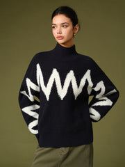 Mock Neck Contrast Binding Sweater Sweaters