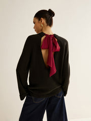 Oversized Open Back Tie Sweater Black / XS Sweaters