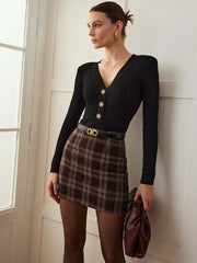 Plaid Tweed Mini Skirt Skirts