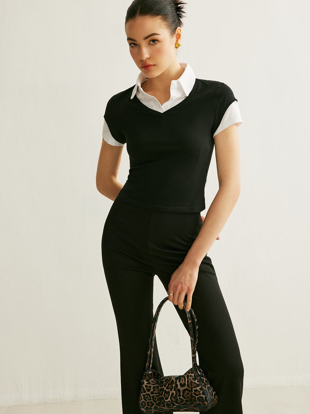 Polo Neck Color Block T Shirt T Shirts