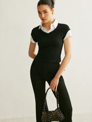 Polo Neck Color Block T Shirt T Shirts