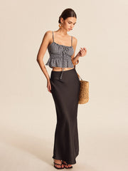 Smocked Peplum Gingham Cami Top Tank Tops & Camis