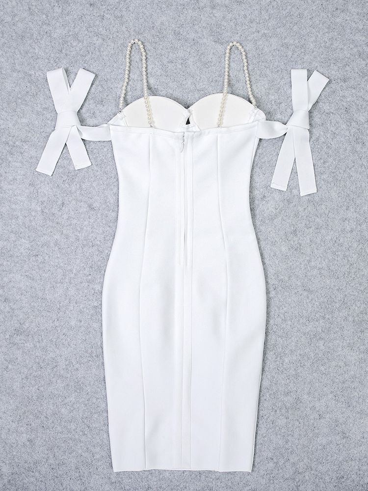 JuliaFashion - 2024 Sexy Shell Pearl Spaghetti Strap Bodycon Dresses