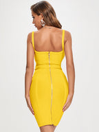 JuliaFashion - Spaghetti Strap Belt Sashes V-Neck Bodycon Dresses