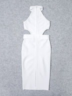 JuliaFashion-Hollow Out Bodycon Vestido Club Celebrity Party Halter Dresses