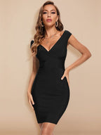 JuliaFashion - 2024 Sexy Deep V-Neck Sleeveless Bodycon Party Dress