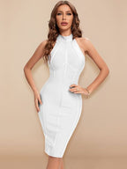 JuliaFashion - 2024 Turtleneck Sleeveless Party Celebrity Bandage Dress