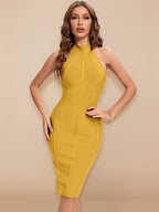 JuliaFashion - 2024 Turtleneck Sleeveless Party Celebrity Bandage Dress