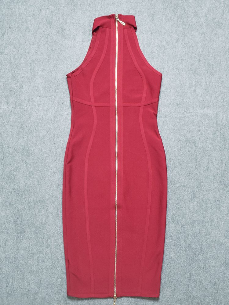 JuliaFashion - 2024 Turtleneck Sleeveless Party Celebrity Bandage Dress