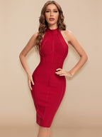 JuliaFashion - 2024 Turtleneck Sleeveless Party Celebrity Bandage Dress
