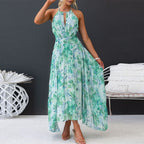 JuliaFashion - Sexy V-Neck Floral Backless Maxi Dress