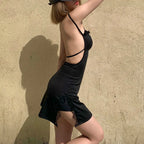 Baddie Backless Slit Mini Dress