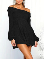 JuliaFashion - Puff Sleeve Off-Shoulder Mini Dress