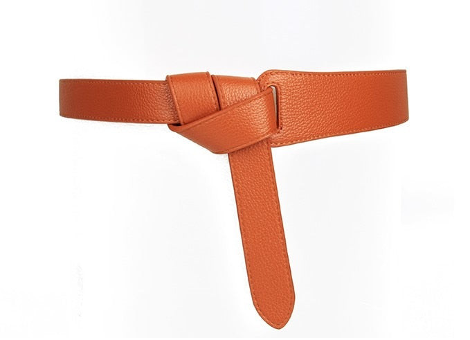 JuliaFashion-Knotted Decoration Skirt Simple Long Wide Belts