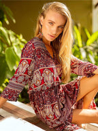 JuliaFashion - Seaside Dreams Boho Print Maxi Dress