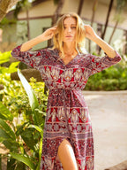 JuliaFashion - Seaside Dreams Boho Print Maxi Dress