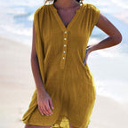 JuliaFashion - Sleeveless Plus Size Boho Beach Mini Dress