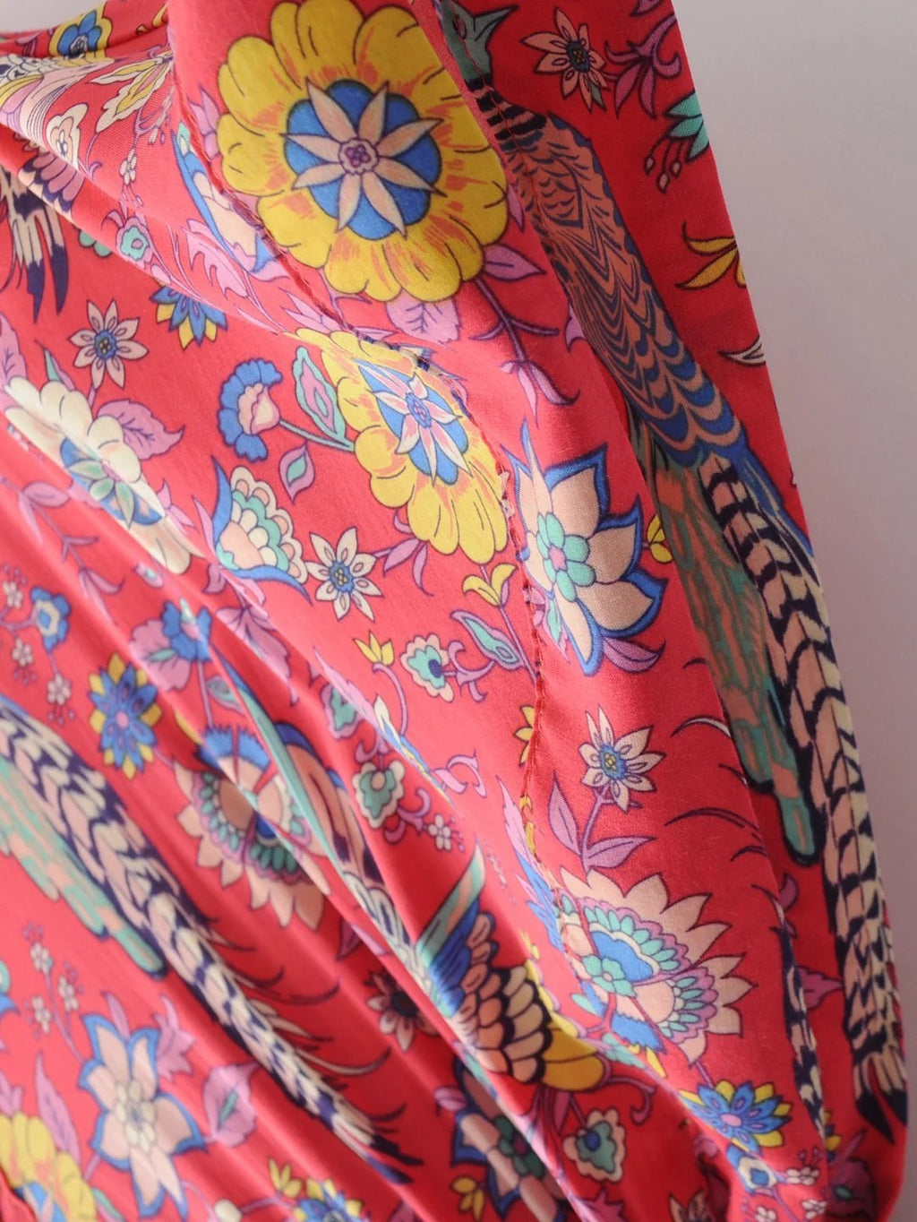 JuliaFashion-Boho Vibes Floral Print Plunging Neck Maxi Dress