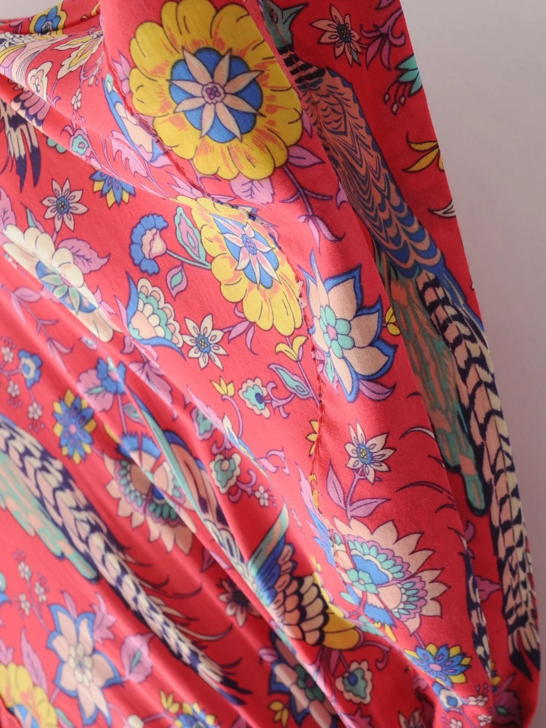 JuliaFashion-Boho Vibes Floral Print Plunging Neck Maxi Dress