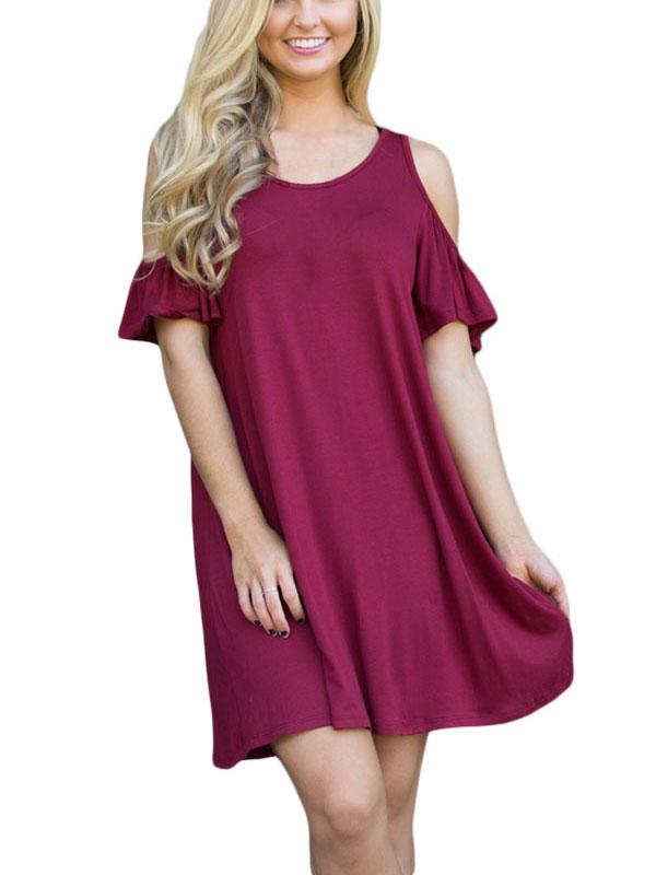 JuliaFashion - Run Away With Me Cold Shoulder Mini Dress