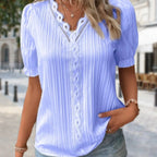 JuliaFashion-Elegant Vertical Stripe Blouses