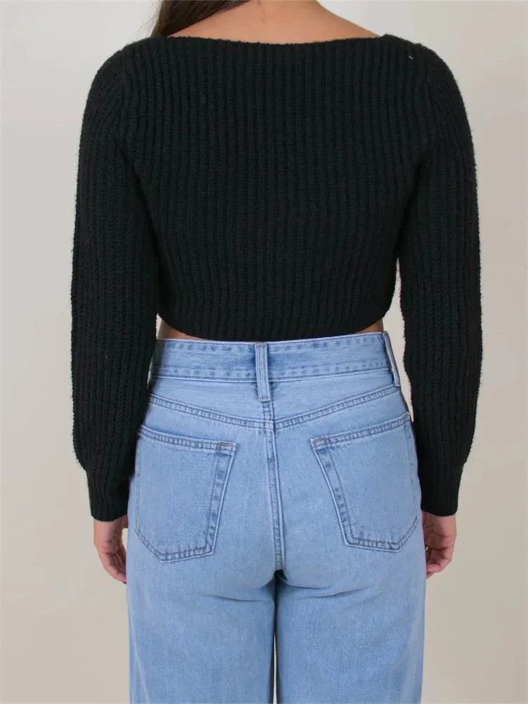 JuliaFashion - Knitted Cardigan Long Sleeve V Neck Front Split Buttons Up Spring Autumn Sweater