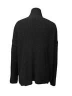 JuliaFashion - Y2K Spring Autumn Hollow Out Knitwear Mesh Patchwork Long Sleeve High Neck Ribbed Knitted Pullovers Sweater