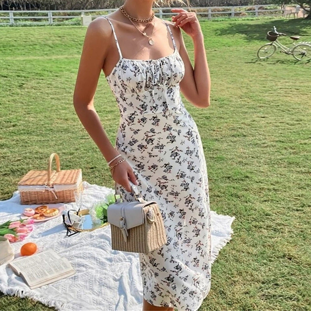 JuliaFashion - Sexy Strappy Floral Print Boho Dress