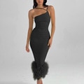 JuliaFashion-One Shoulder Fringed Cocktail Party Dress