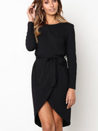 JuliaFashion-Cocktail Hour Boat Neck High-Low Dress