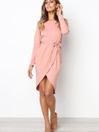 JuliaFashion-Cocktail Hour Boat Neck High-Low Dress