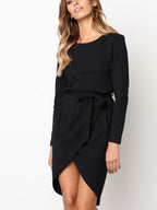 JuliaFashion-Cocktail Hour Boat Neck High-Low Dress