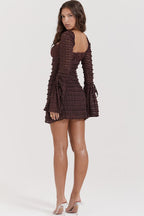 Coffee Ruched Mini Dress