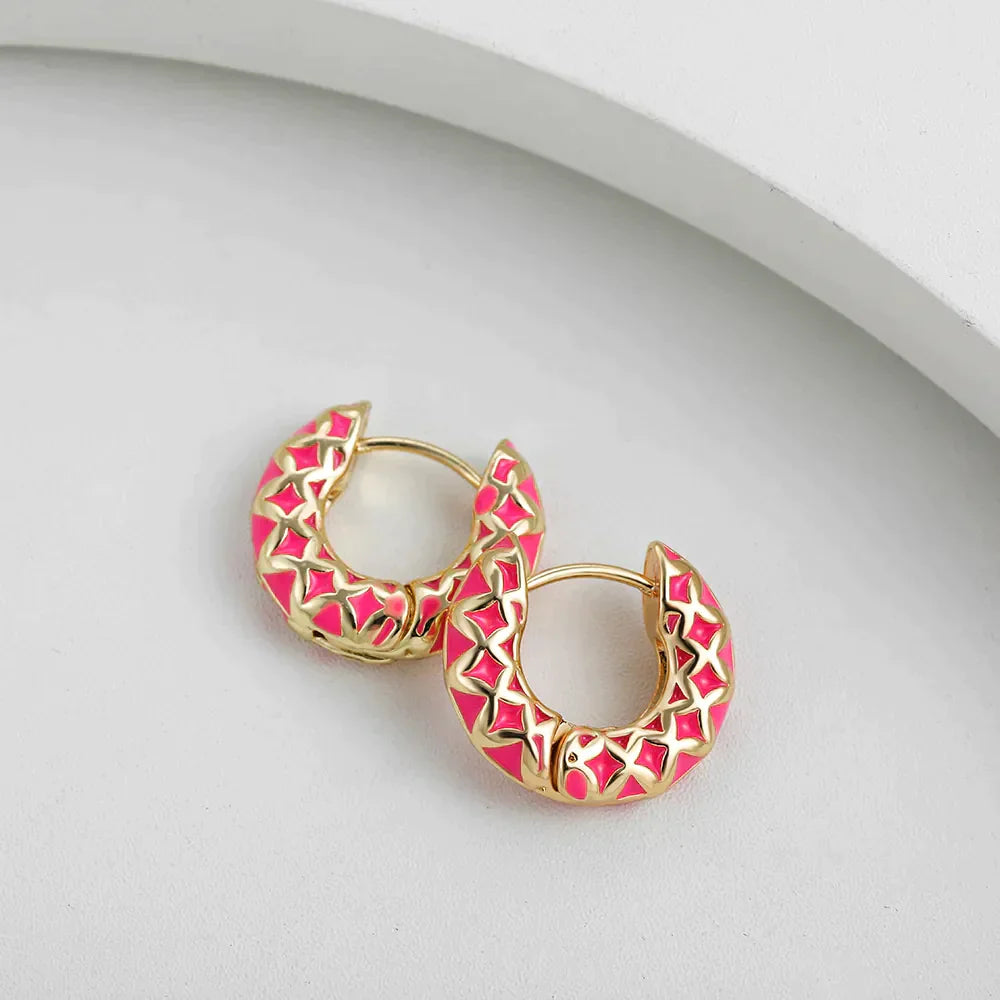JuliaFashion - 2024 Vintage Gold Color Enamel Hoop Earring