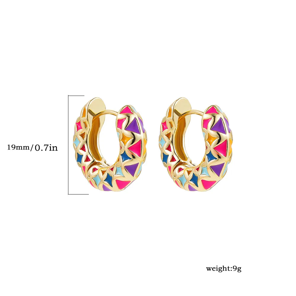 JuliaFashion - 2024 Vintage Gold Color Enamel Hoop Earring