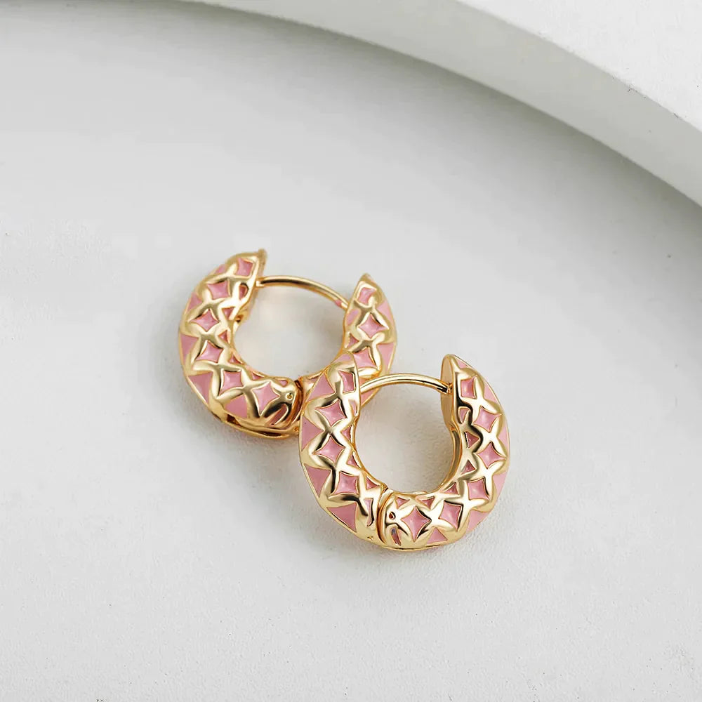JuliaFashion - 2024 Vintage Gold Color Enamel Hoop Earring