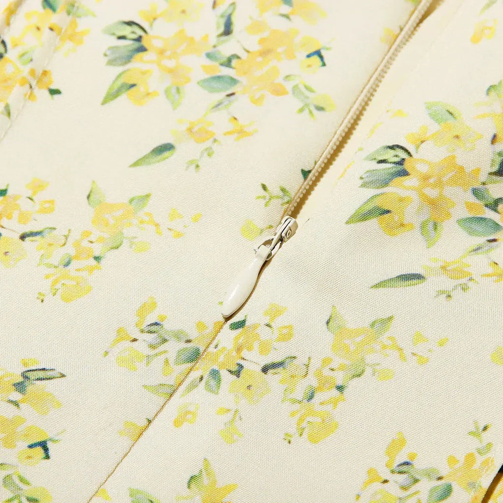 Cottagecore Floral Plunge Neck Mini Dress