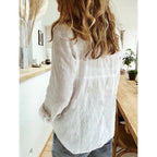 JuliaFashion - 2024 Vintage Flower Print Linen Shirt