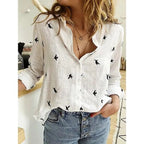 JuliaFashion - 2024 Vintage Flower Print Linen Shirt