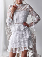 JuliaFashion-2024 Lace Ruffled Mini Dress