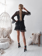 JuliaFashion-2024 Lace Ruffled Mini Dress